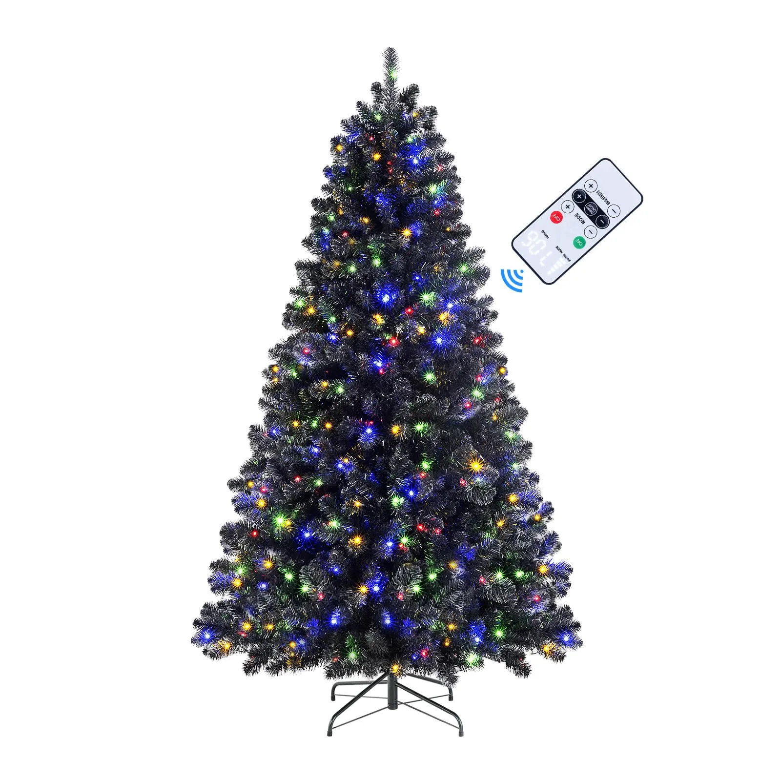 6ft Prelit Warm White & Color LED Changing Lights Premium Artificial Hinged Christmas Tree with Remote Control