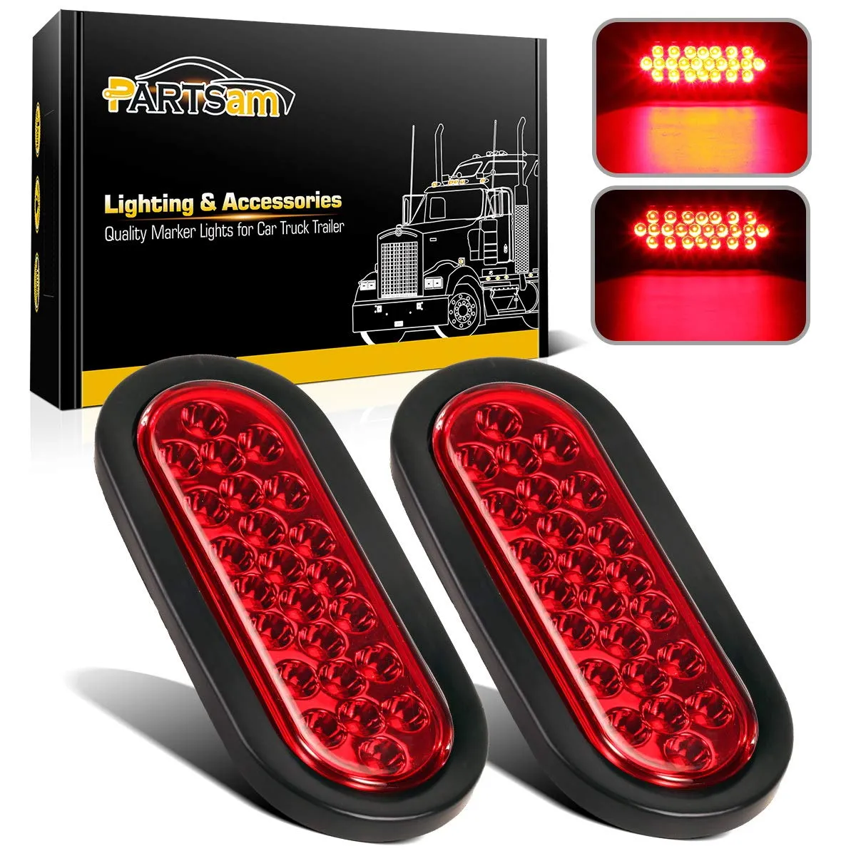 6" LED Oval Stop Turn Tail Lights Brake Backup Reverse Light Kits for Truck Trailer Bus RV Camper