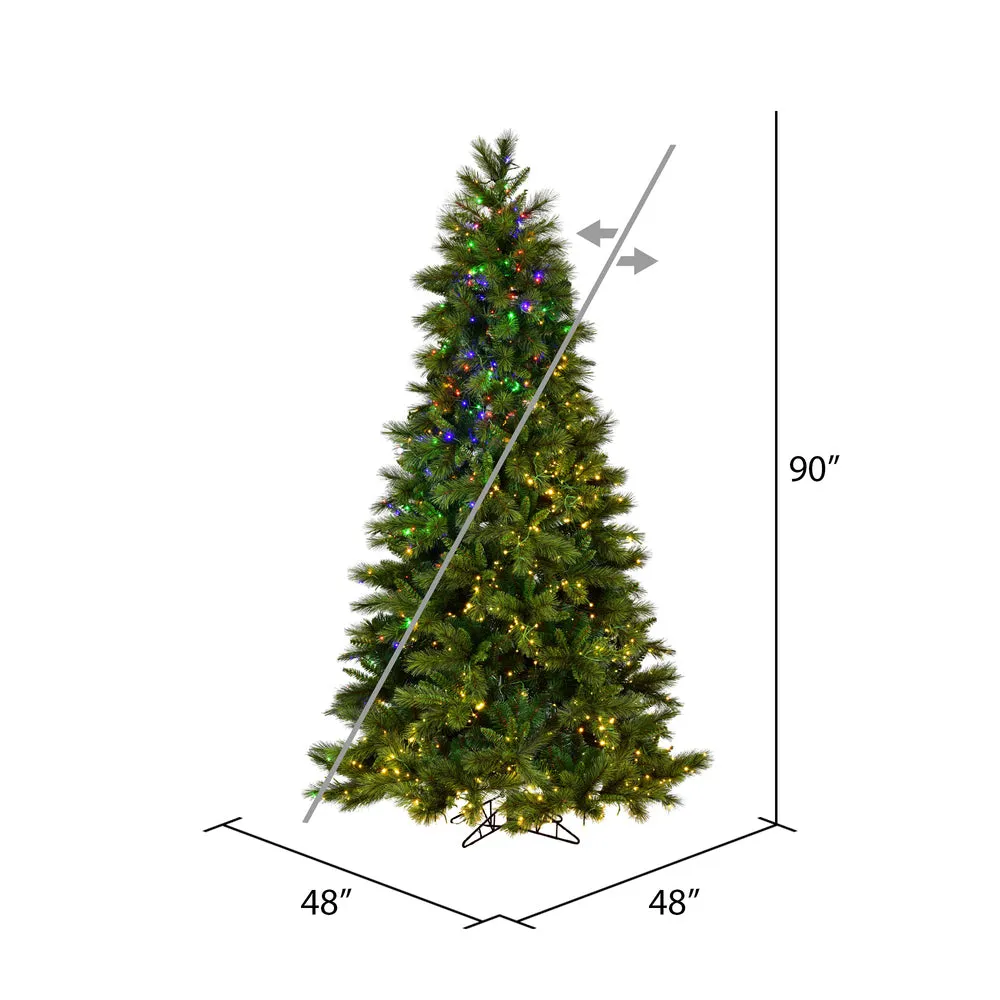 7.5' x 48" Brighton Pine Artificial Xmas Tree with LED Color Changing Lights