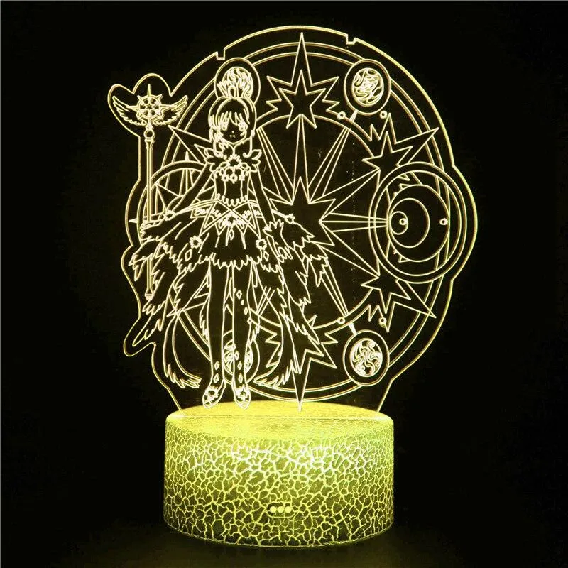 Anime Magic Card Girl Heart Series LED Night Light Magic Array Bedroom Desktop Decoration Decoration Toy Gift Sensor 3D Light