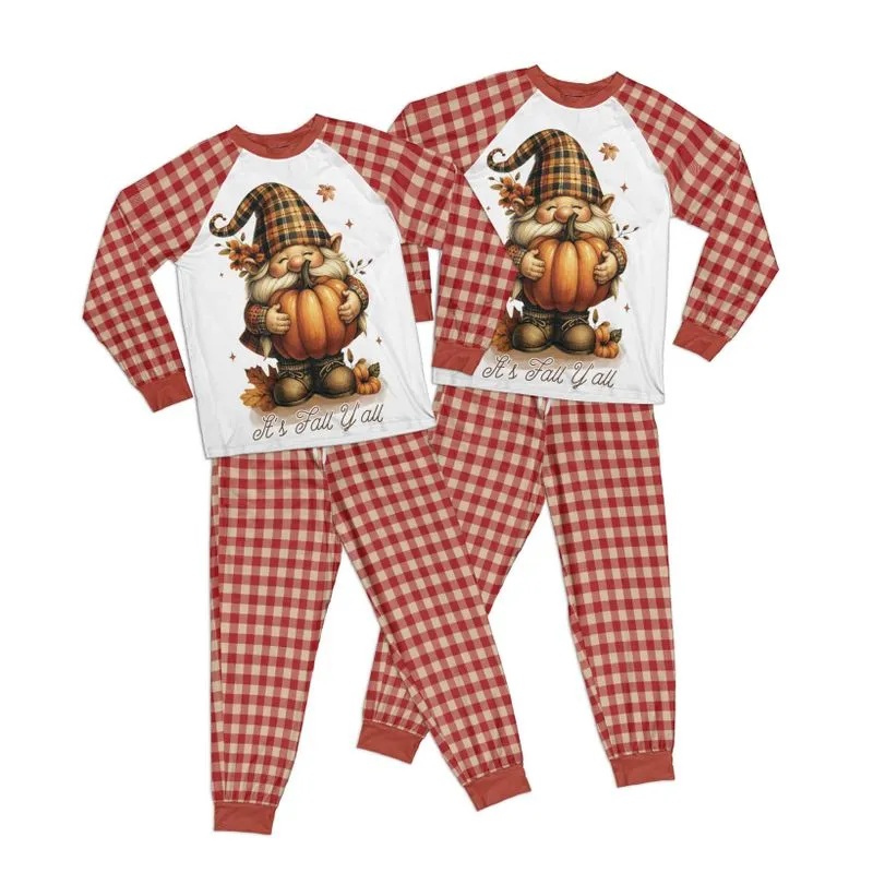 Autumn Gnome It's Fall Y'all Kid Pajamas Set Matching