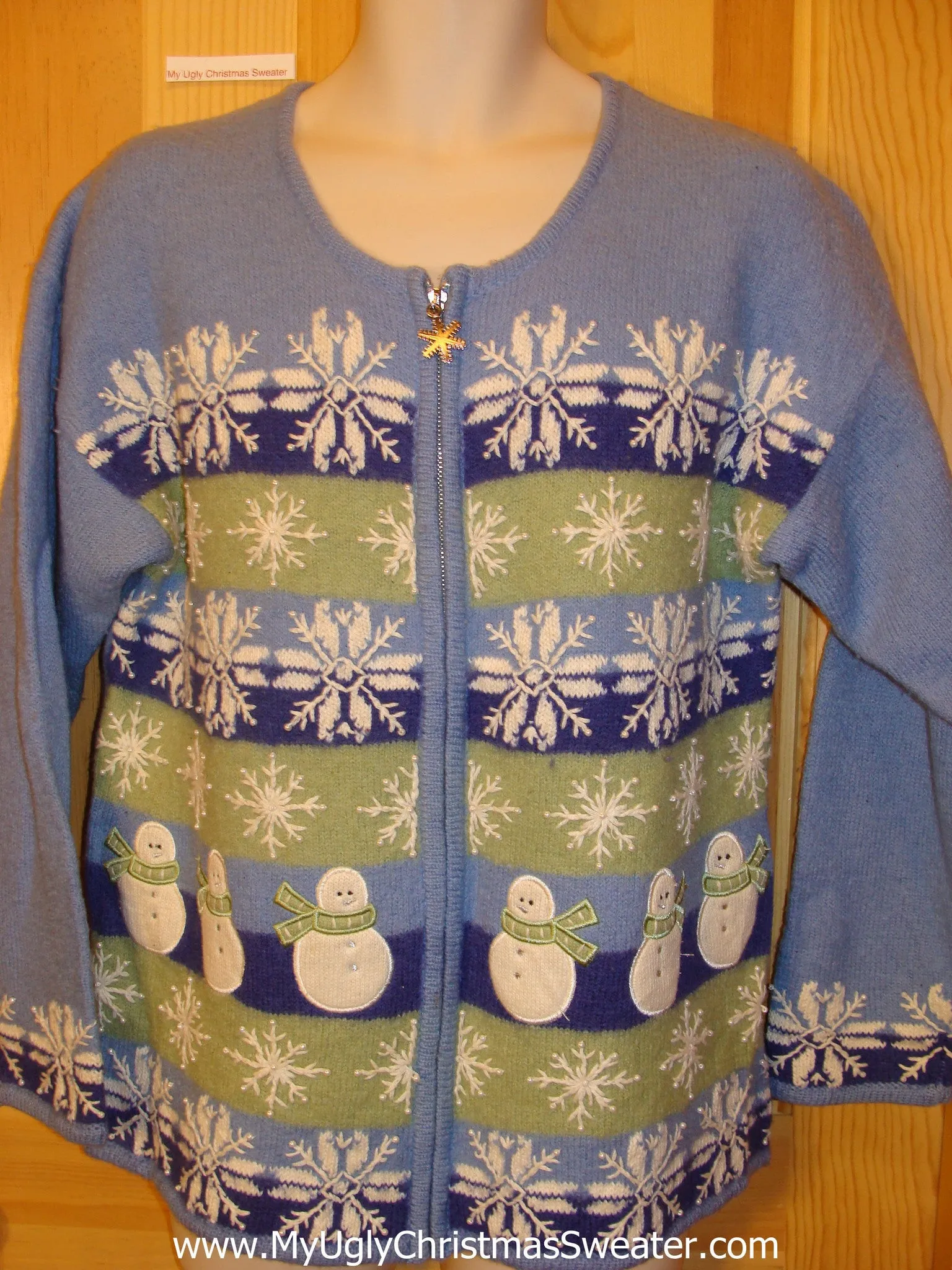 Baby Blue 2sided Snowflakes Funny Ugly Sweater