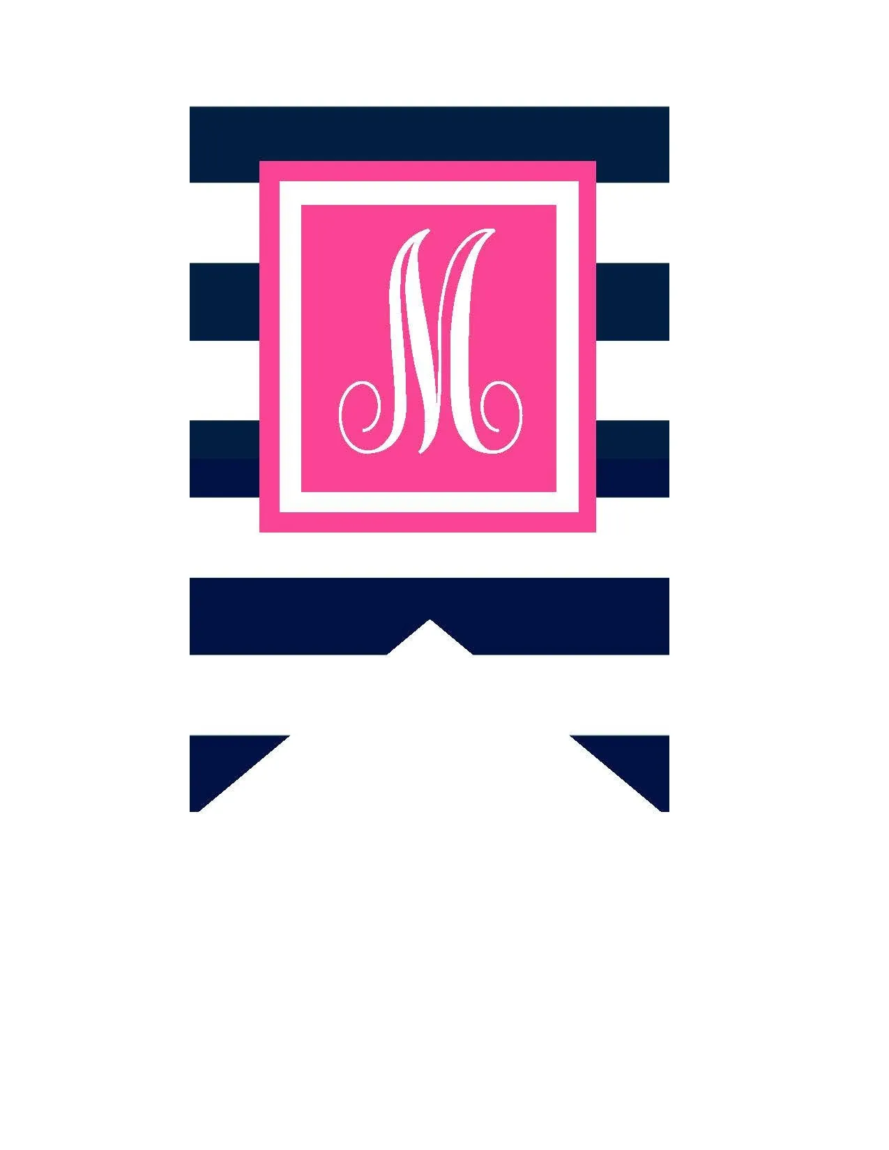 Banner Letters | Preppy Nautical Hot Pink and Navy Blue | UPRINT | Schoolgirl Style