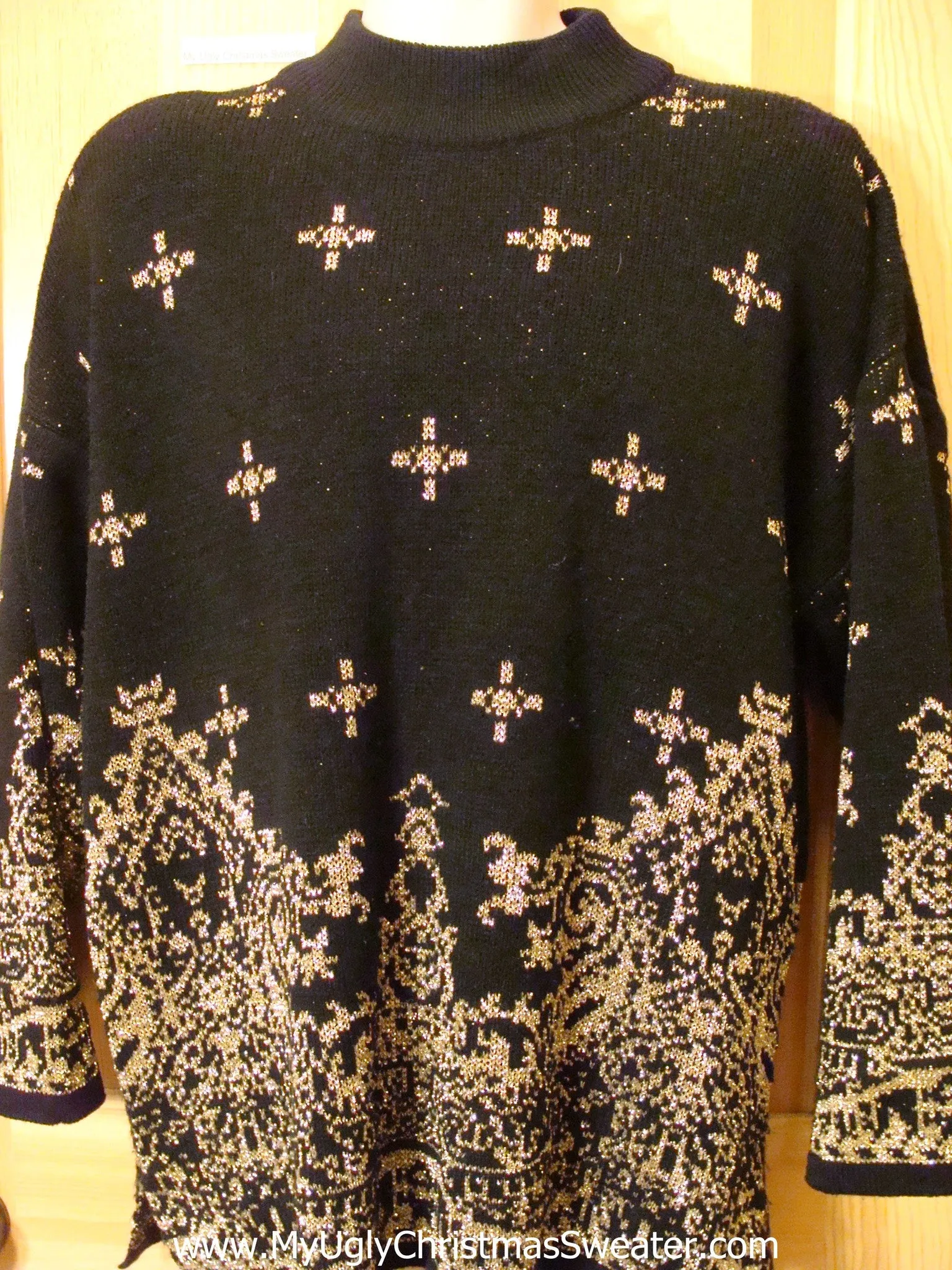 Black Bling 80s Ornate Funny Ugly Sweater