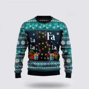 Black Cat Falalala Ugly Christmas Sweater For Men And Women, Best Gift For Christmas, Christmas Fashion Winter