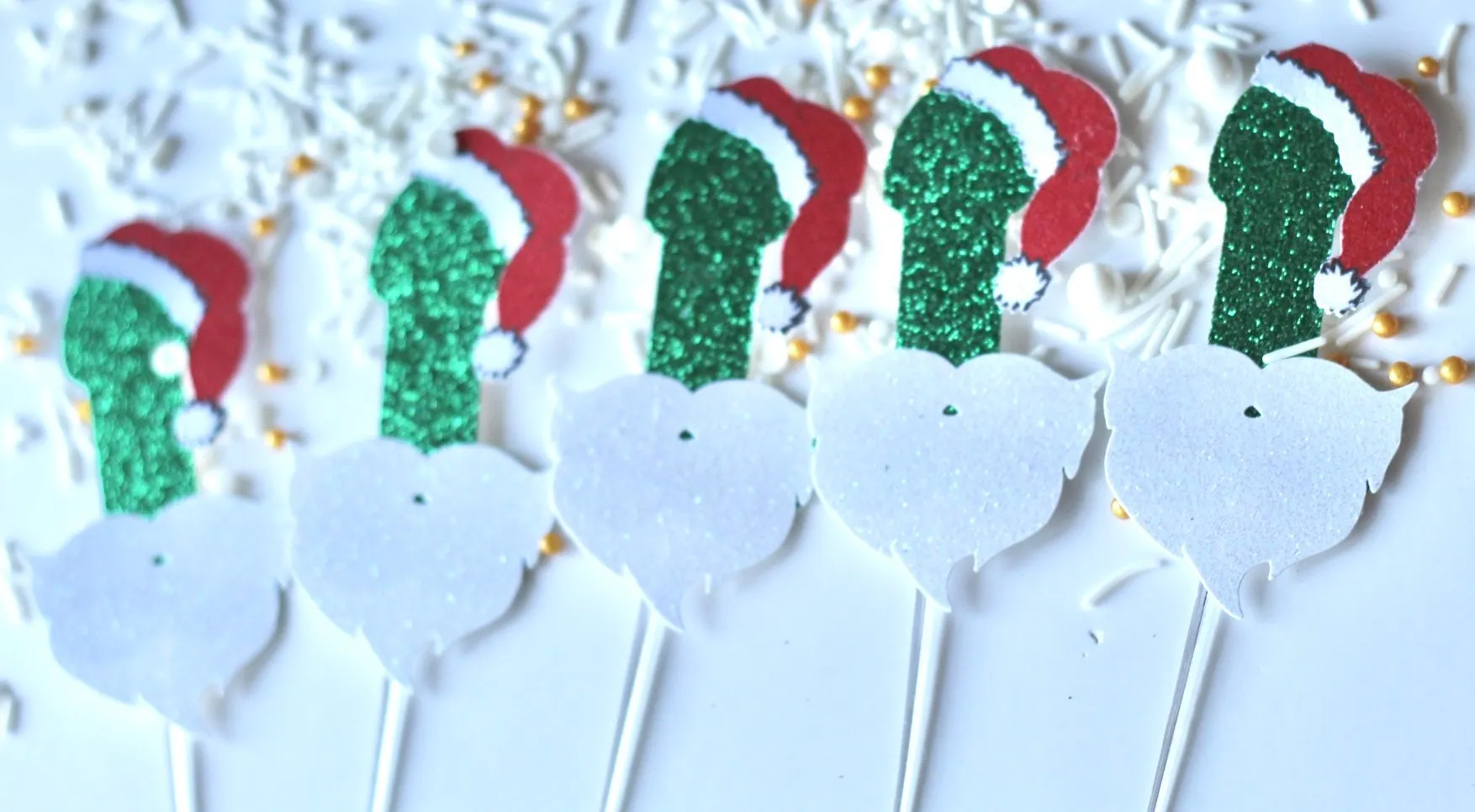 Christmas Bachelorette Party Penis Cupcake Toppers