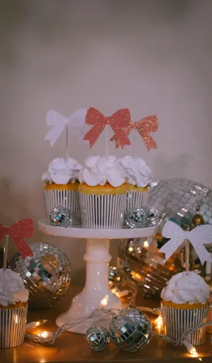 Christmas Decorations, Bow  Cupcake Toppers