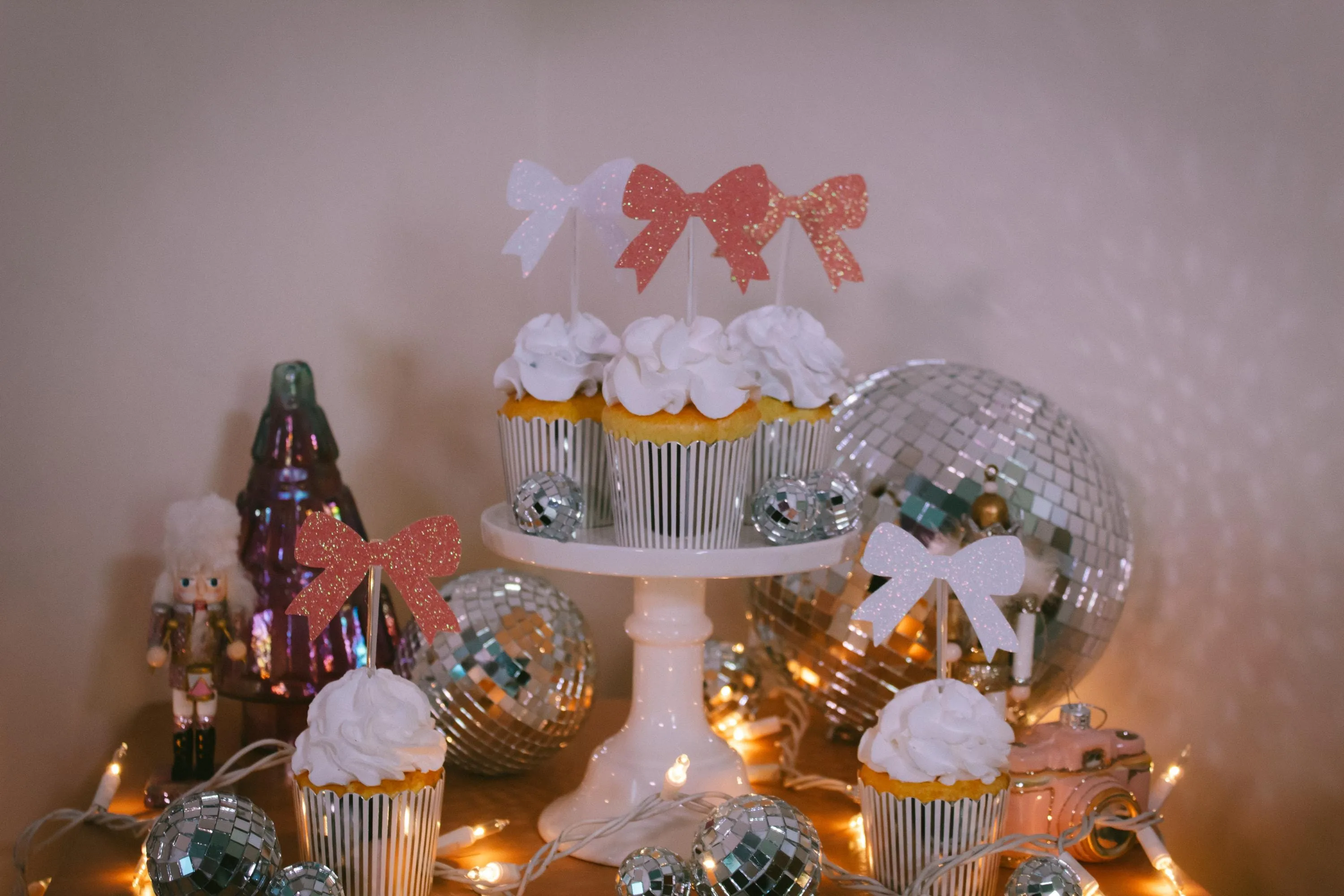 Christmas Decorations, Bow  Cupcake Toppers