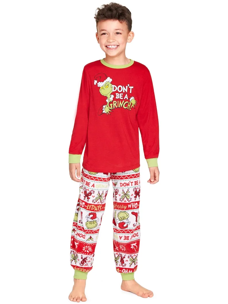 Christmas Funny Family Pajamas Set Cartoon Print