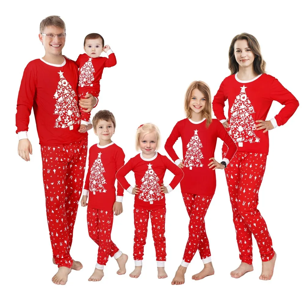 Christmas Matching Family Pyjamas Pajamas Boys Girls Cotton Stripe Pajama Sets  Matching Clothing Sets