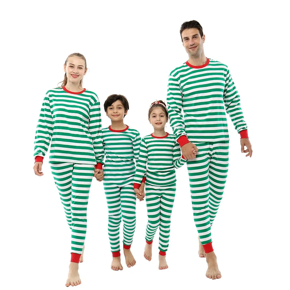 Christmas Matching Family Pyjamas Pajamas Boys Girls Cotton Stripe Pajama Sets  Matching Clothing Sets