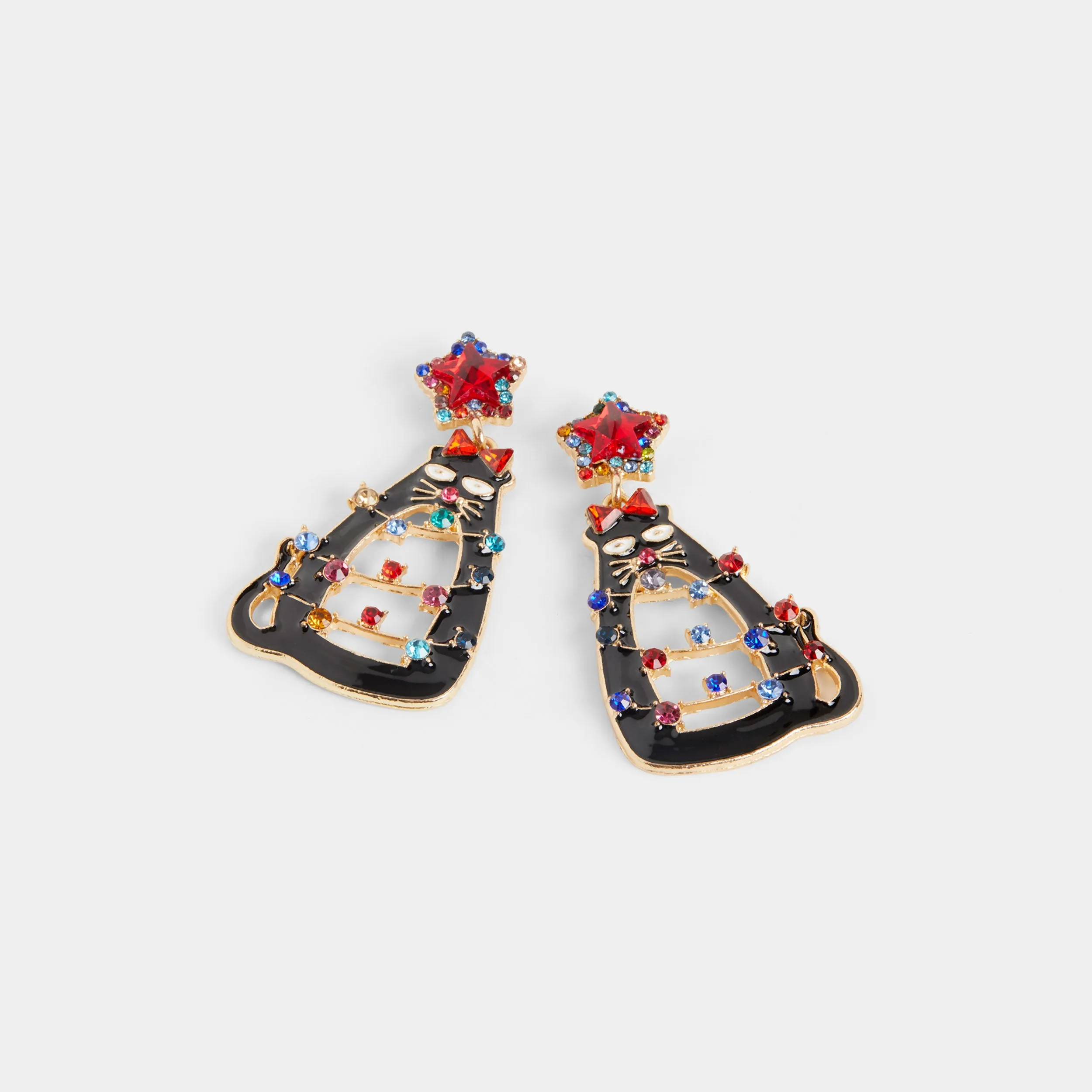 Christmas Tree Cat Earrings