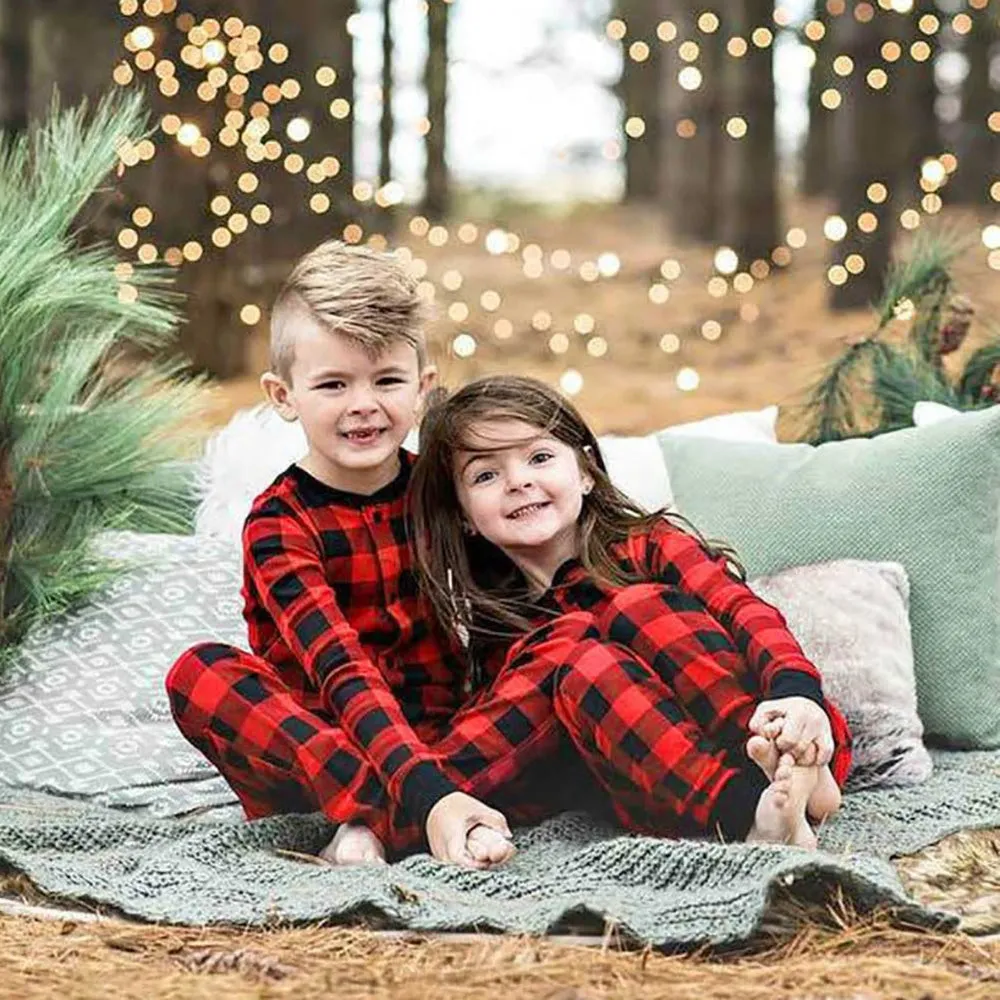 Classic Christmas Buffalo Plaid Family Matching Pajamas Sets