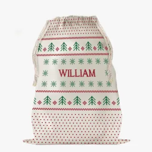 Custom Christmas Dot Snowflakes Drawstring Sack for Kids | Personalized Santa Bag