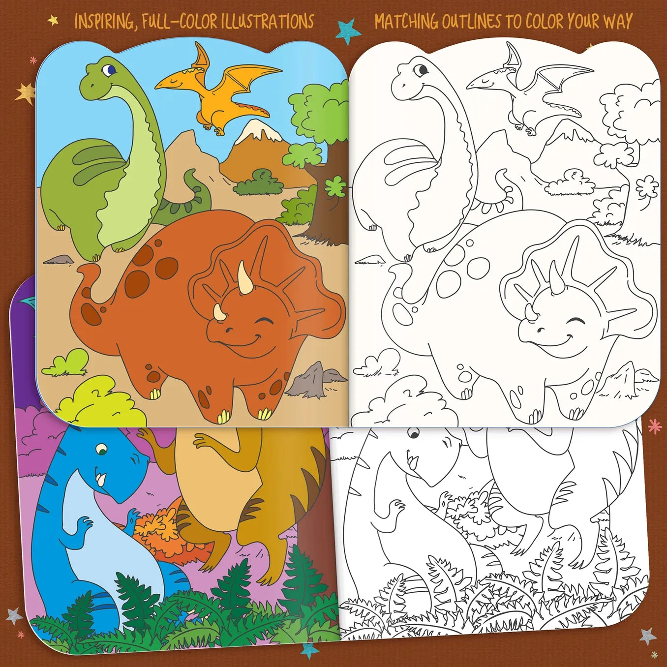 Dry Erase Reusable Coloring Book with Stickers - Dinosaur