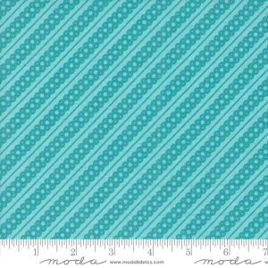 Fabric, Kitty Christmas Bias Lace by Urban Chiks - ICICLE Blue (by the yard)