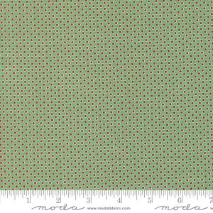 Fabric, Kitty Christmas Polka Dots by Urban Chiks - Green HOLLY (by the yard)