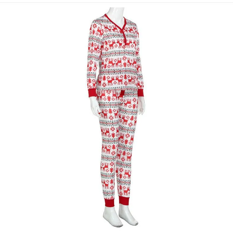 Family Matching Christmas Deer and Snowflake Pajamas Set