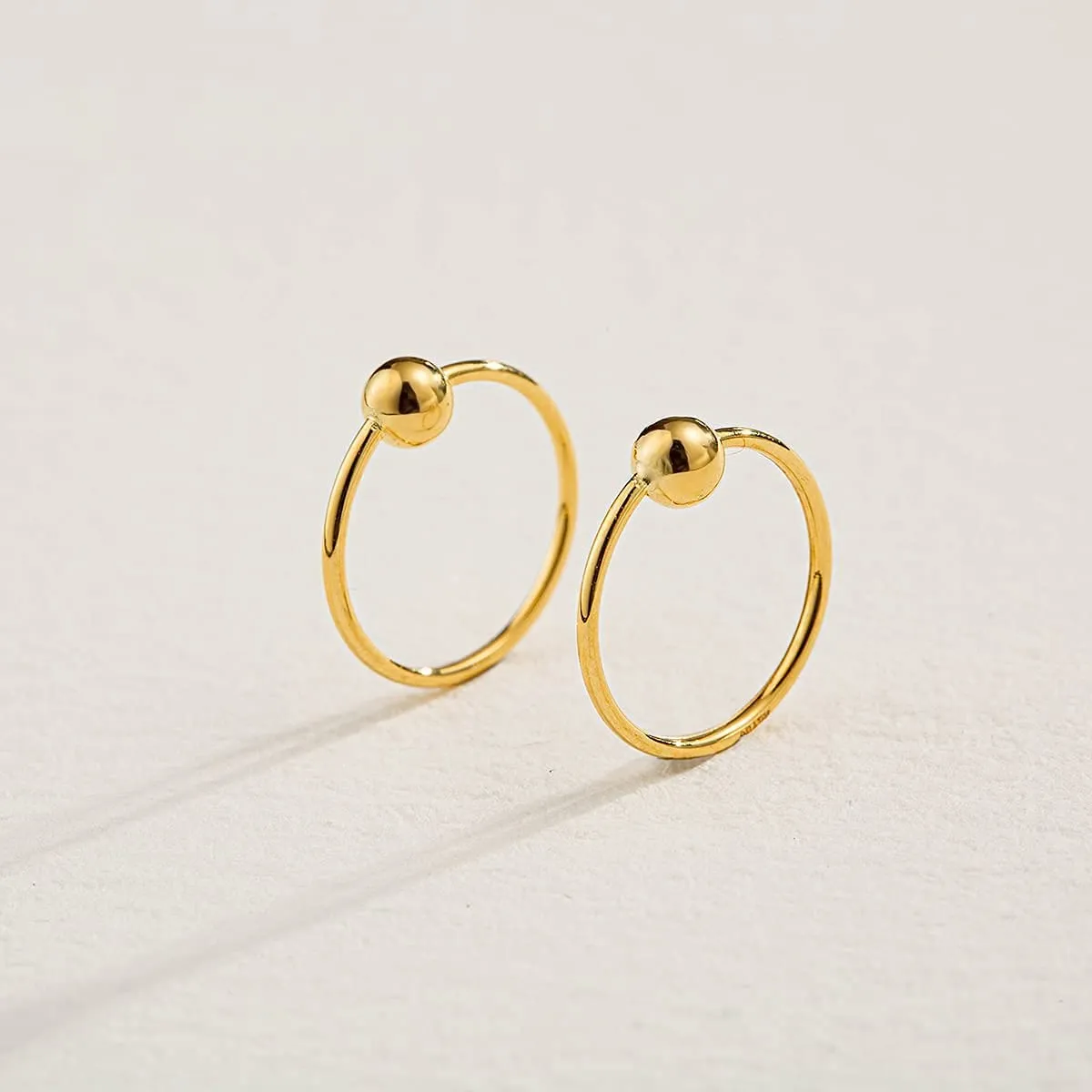 FANCIME Minimalist Ball 18k Yellow Gold Hoop Earrings