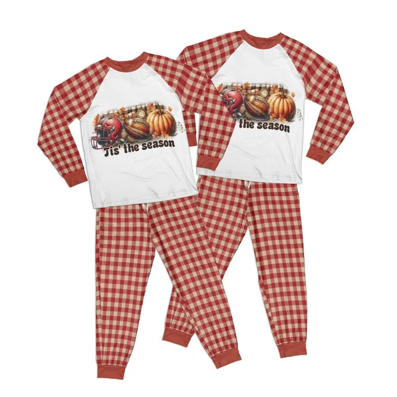 Football Tis the Season Adult Pajamas Set Matching