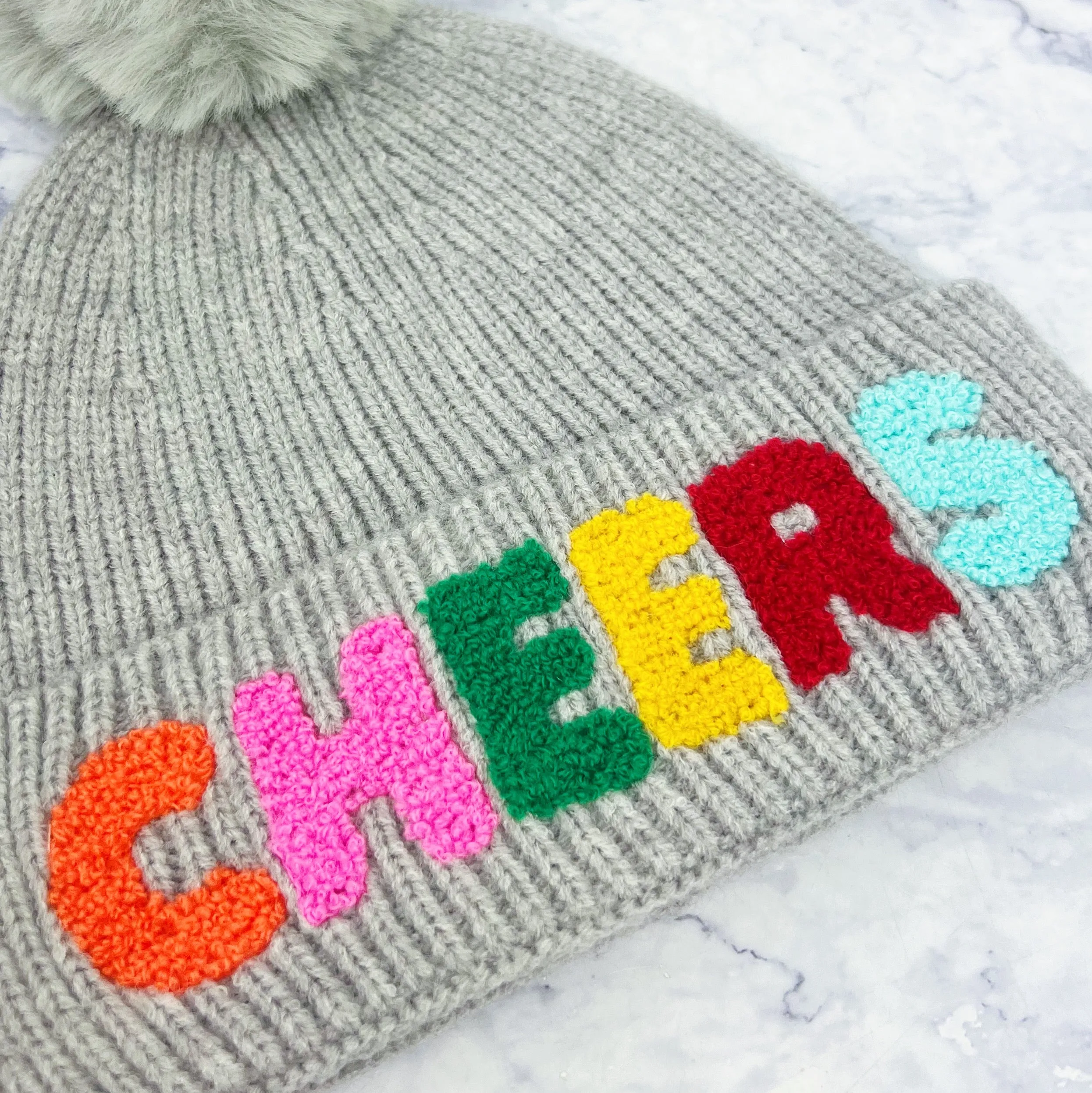 Grey Cheers Pom Hat