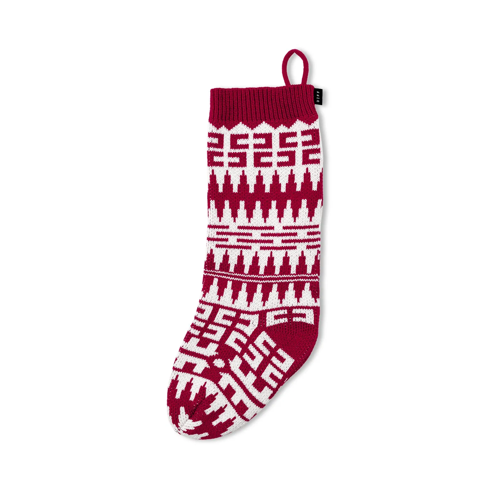 HOLIDAY STOCKING CHEVRON -  RED   WHITE