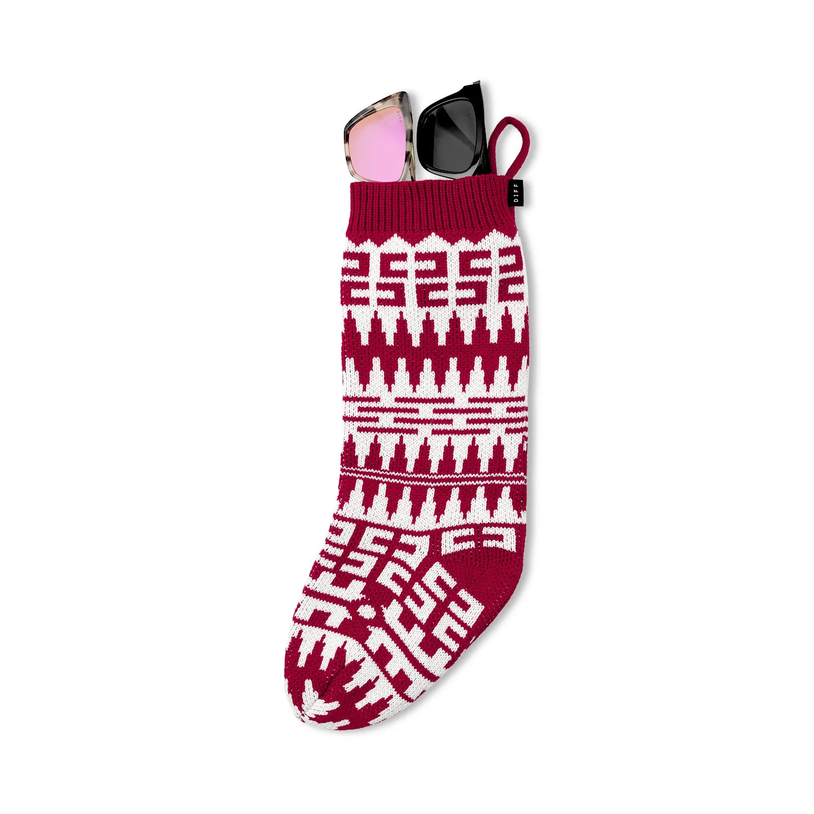 HOLIDAY STOCKING CHEVRON -  RED   WHITE