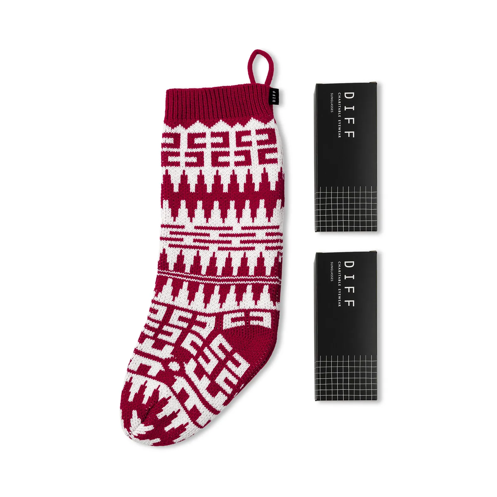 HOLIDAY STOCKING CHEVRON -  RED   WHITE