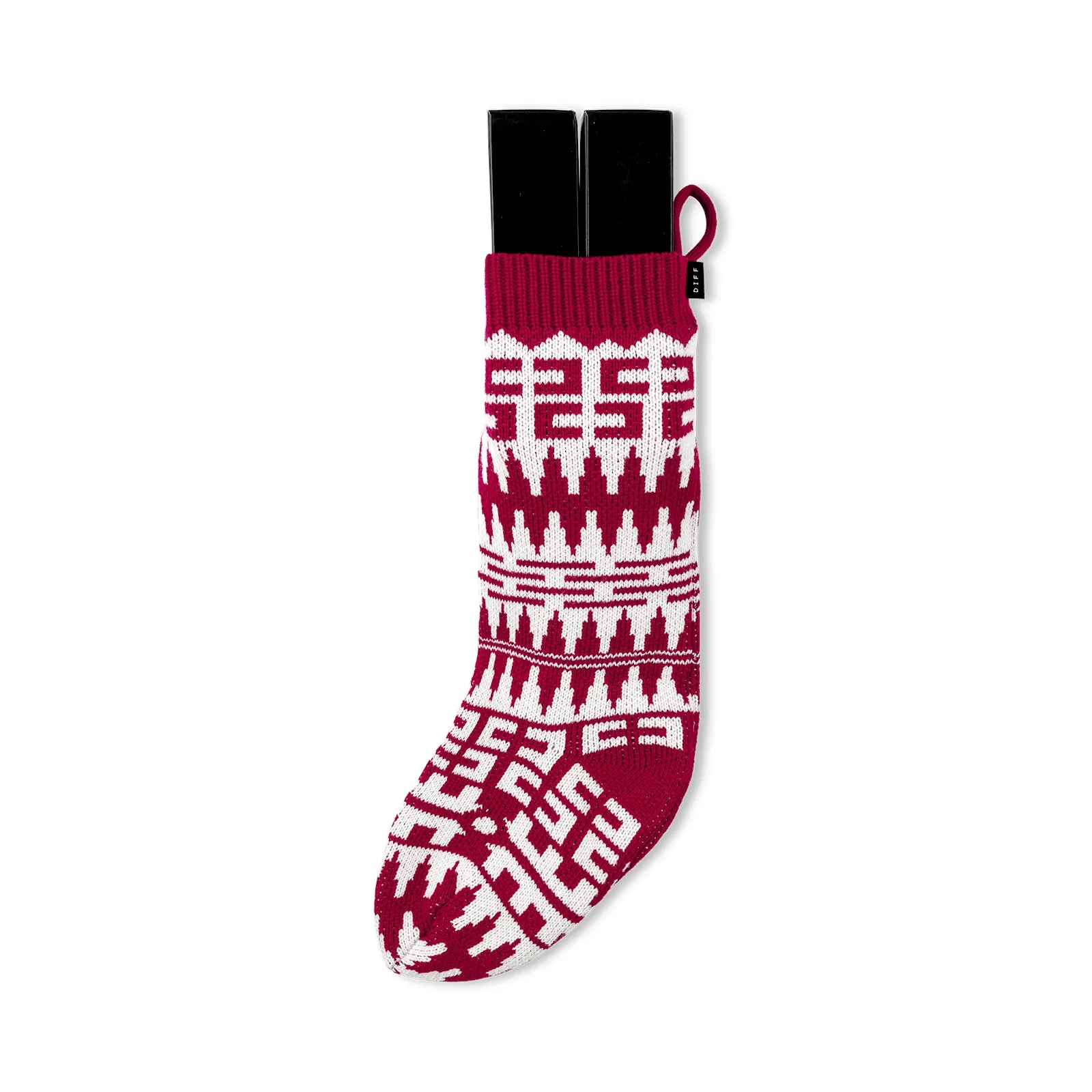 HOLIDAY STOCKING CHEVRON -  RED   WHITE