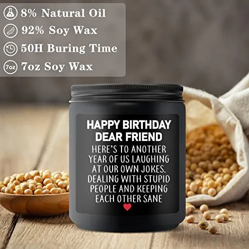 KOYFOYO Birthday Gifts for Men Women - Best Friend Gift - Happy Birthday Friendship Gifts for Men Friends - 30th 40th 50th 60th 70th Birthday Gifts for Men - Cedarwood Juniper Jar Candles