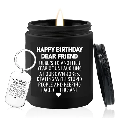 KOYFOYO Birthday Gifts for Men Women - Best Friend Gift - Happy Birthday Friendship Gifts for Men Friends - 30th 40th 50th 60th 70th Birthday Gifts for Men - Cedarwood Juniper Jar Candles