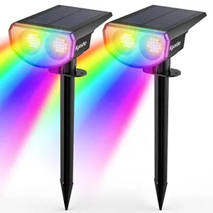 Kyosho Solar Color Spot Lights Outdoor, 9 Lighting Modes Halloween Christmas Lights, 38 LEDs Color Changing Solar Outdoor Lights, Waterproof RGBW Multicolor Solar Spotlight Tree Pool Lights, 2 Pack