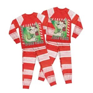 Merry Christmas Dragon Stripes Kid Pajamas Set Matching