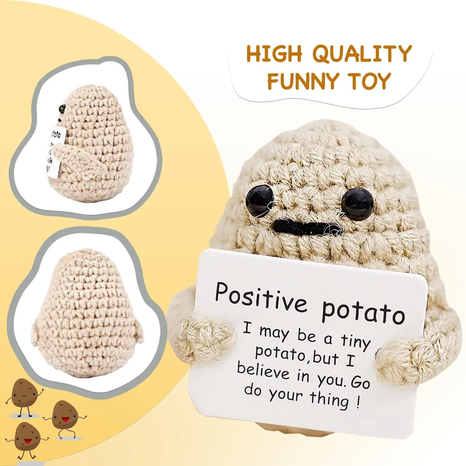 Mini Funny Positive Potato Adorable 3 Inch Knitted Toy