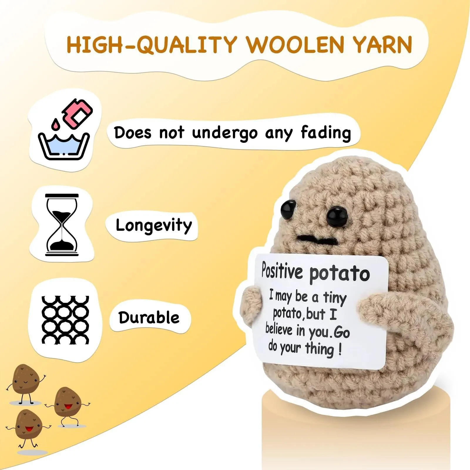 Mini Funny Positive Potato Adorable 3 Inch Knitted Toy