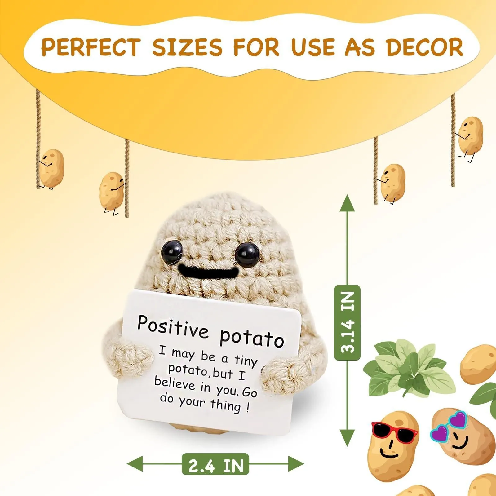 Mini Funny Positive Potato Adorable 3 Inch Knitted Toy