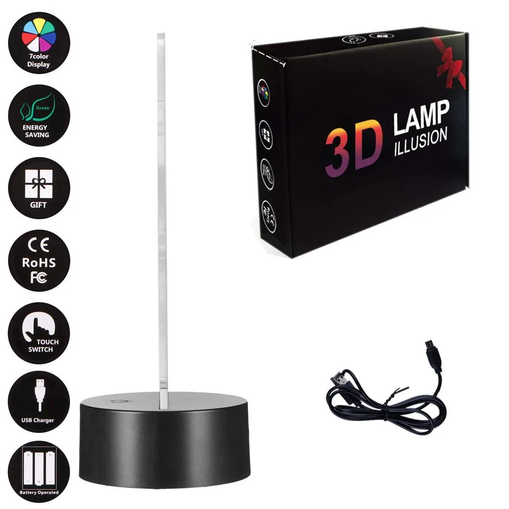 [MYL] LED 3D Illuminated Lamp Optical Illusion Desk Night Light With 7 Color Changing