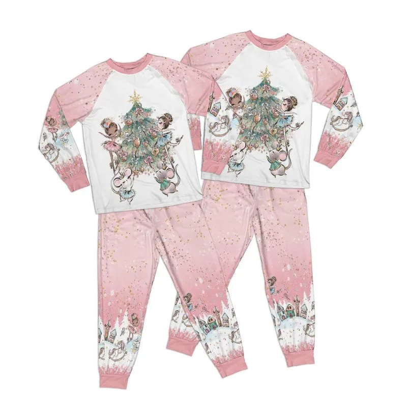 Pink Christmas Nutcracker Kid Pajamas Set Matching