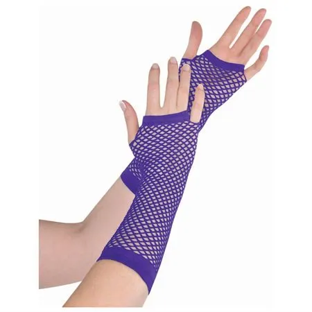 Purple Fishnet Long Gloves