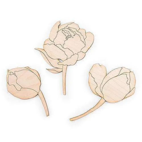 "Modern Bloom" Cake Topper Set - Maple Laminate (Pack of 1)