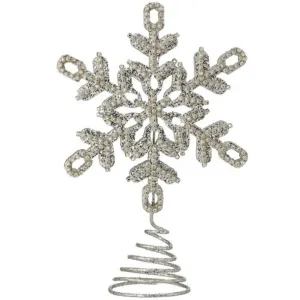 Regency International 10.5" Jewel Beaded Snowflake Tree Topper Platinum