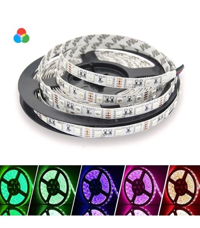 RGB LED Strip 12V 5050 IP20 Non-Waterproof 60LED/m 5 metre Kit