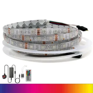 RGB LED Strip 12V 5050 IP20 Non-Waterproof 60LED/m 5 metre Kit