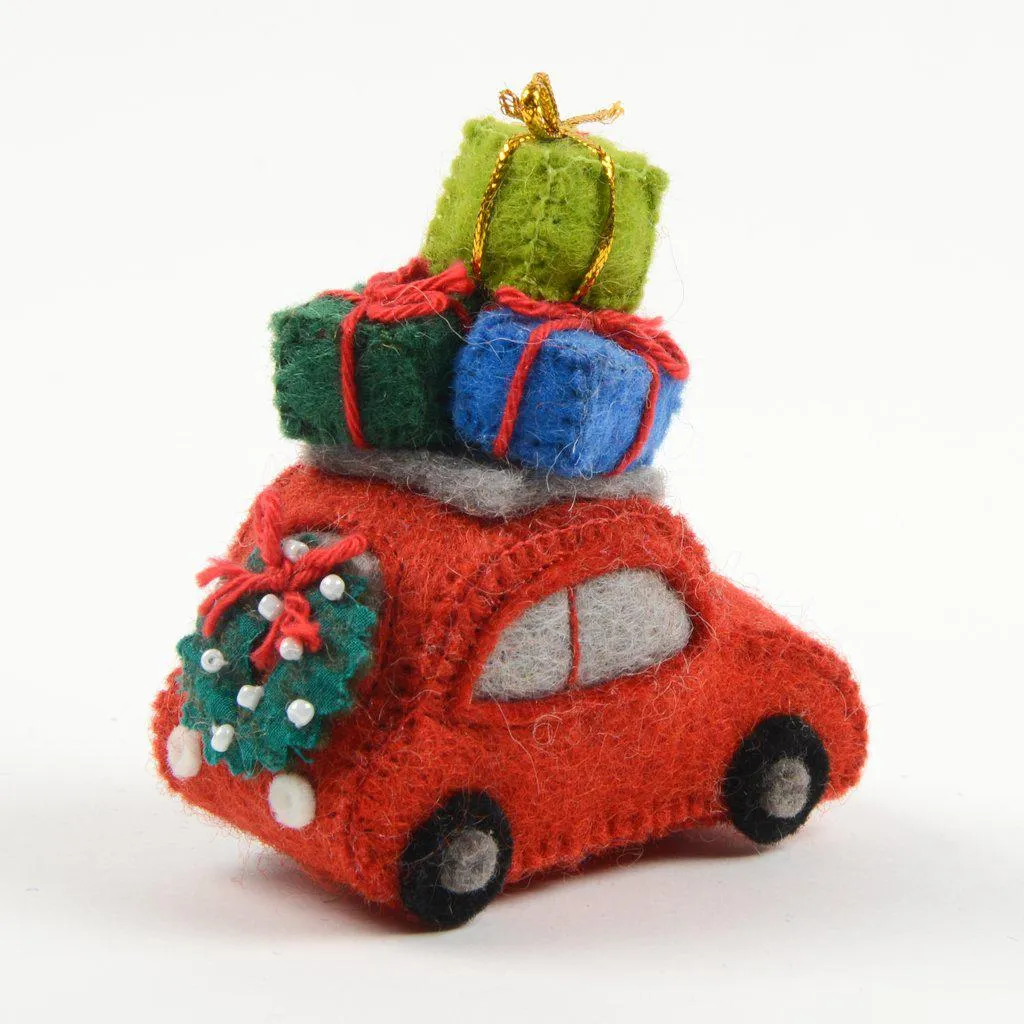 Santa's Car with Presents Ornament