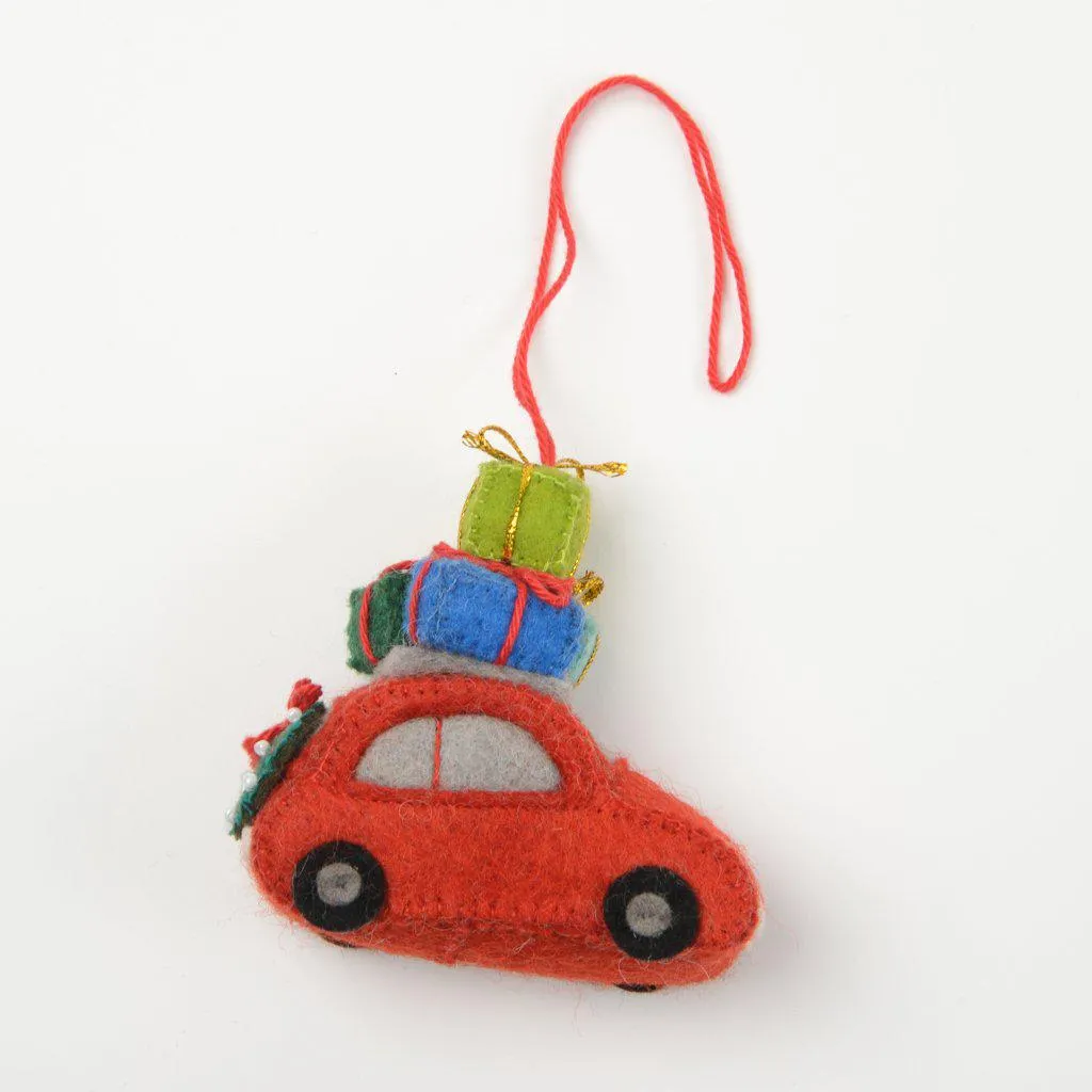 Santa's Car with Presents Ornament