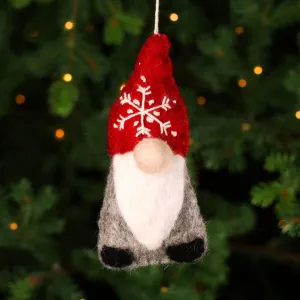 Snowflake felt gnome ornament