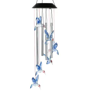 Solar Wind Chime Lights Hummingbird Decorative Lamp 7 Color Changing IP55 Waterproof Hanging String Lights For Home Garden Party Festival