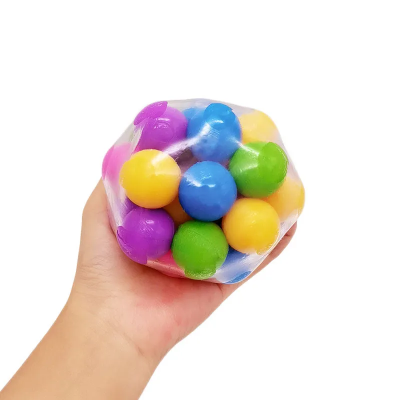 Special Creative Children's Stress Relief Anti-Stress Toys TPR Boring Squeeze Decompression Colorful Beads Squeeze Ball