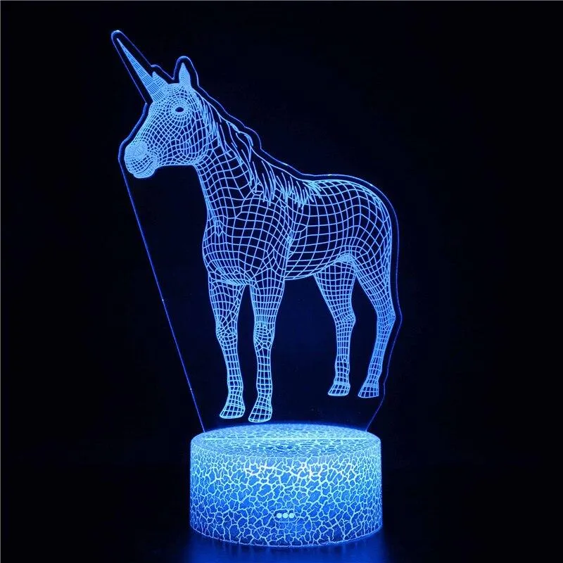 Unicorn 3D Night Light Baby Shower for Unicorn Party Decor USB  LED Lamp Wedding Birthday Hawaii Party Bedroom Decor Kids Gift