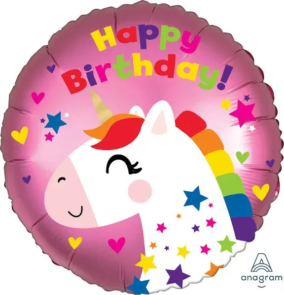 Unicorn Birthday Satin Maylar Balloon, 18" | 1 ct